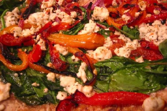 Roasted Peppers, Spinach & Feta Pizza