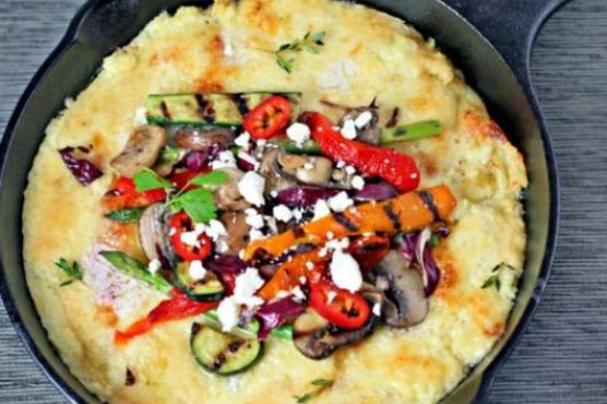White Cheddar Grits with Veggies